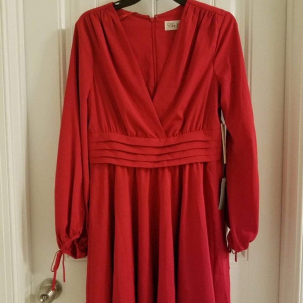 ELIZA J FLARE DRESS LONG SLEEVES RED SIZE 10 NWT - Picture 2 of 5